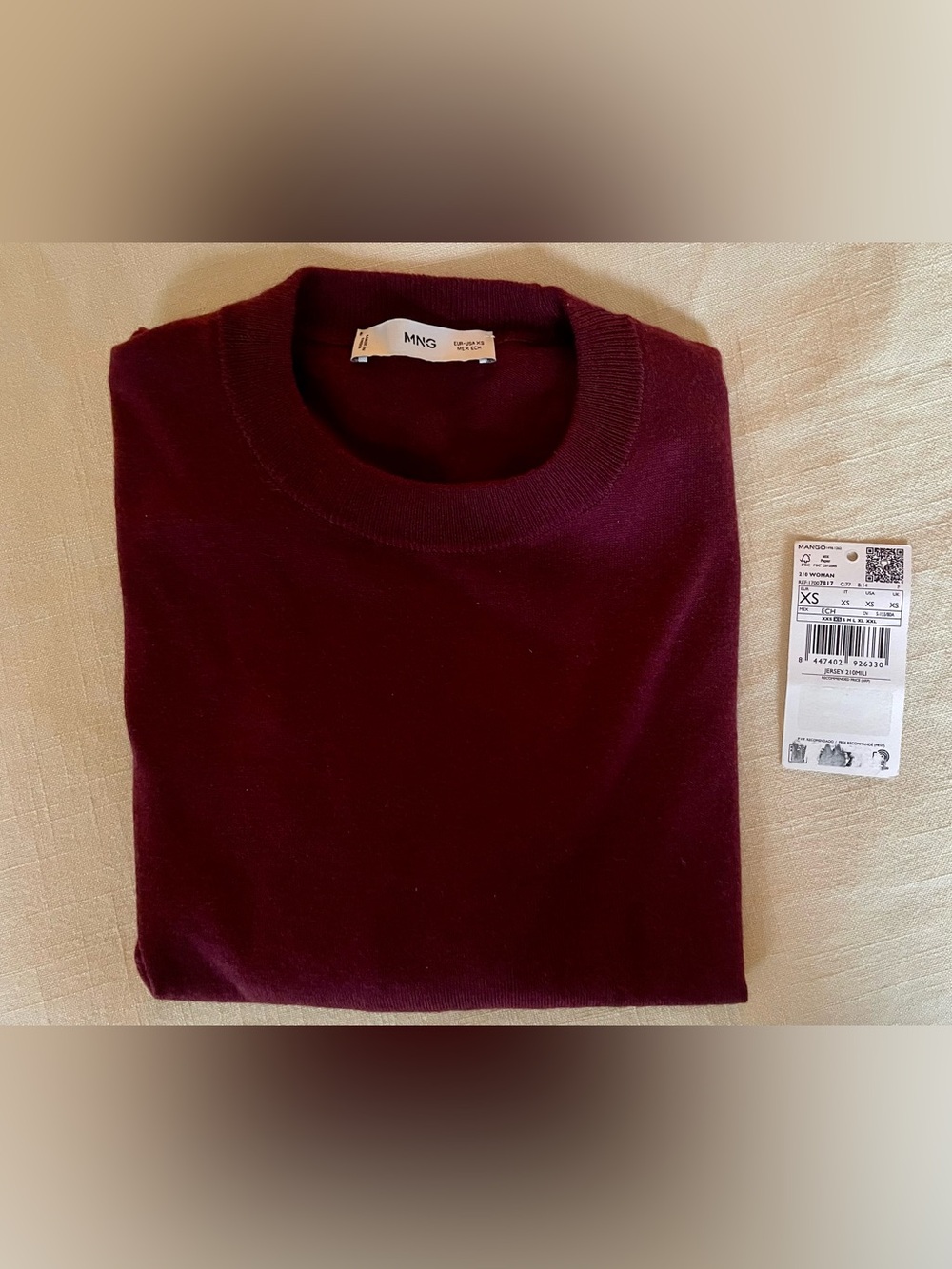 Mango Women’s Crewneck Sweater in Burgundy NEVER WORN